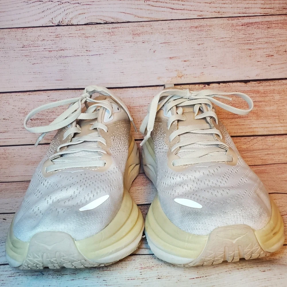 Hoka Womens 8B Bondie 8 Shifting Sand/Eggnog Athletic Running Shoes Sneakers - Picture 3 of 11